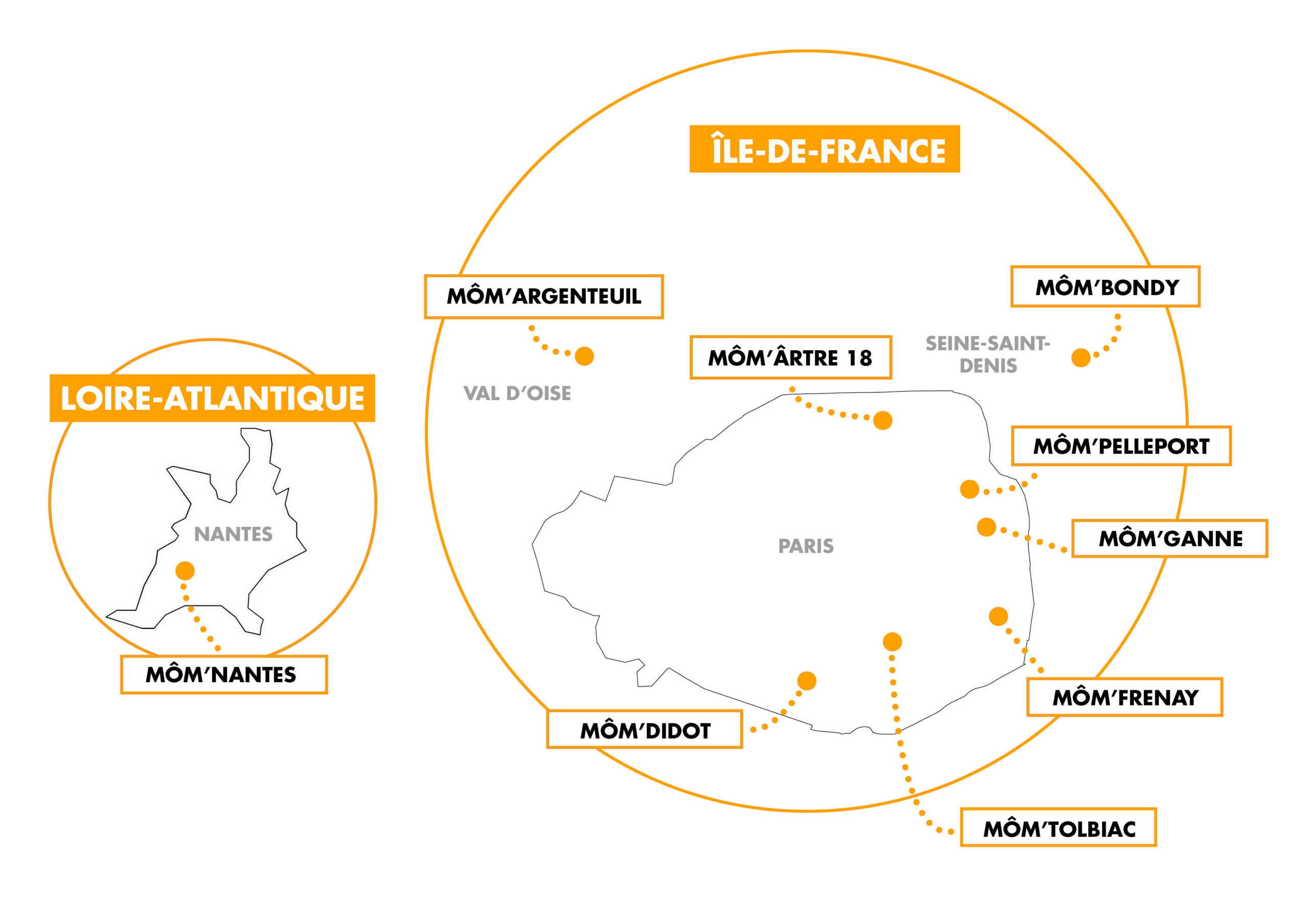 Carte de nos lieux d'accueil artistique